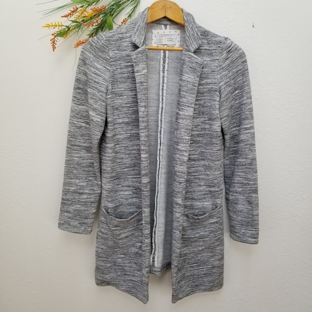 Anthropologie Long Blazer Heathered Gray Terry XS